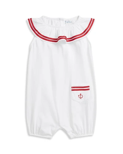 Girls' Striped Trim Cotton Bubble Shortall - Baby