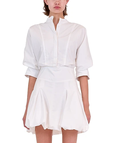Simkhai Effie Bubble Hem Poplin Shirtdress