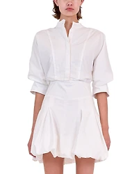 Simkhai Effie Bubble Hem Poplin Shirtdress