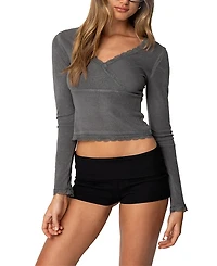 Edikted Dareen Ribbed Long Sleeve Top