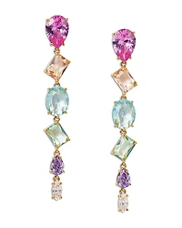 Nadri Palm Springs Multicolor Mixed Cut Stone Linear Drop Earrings