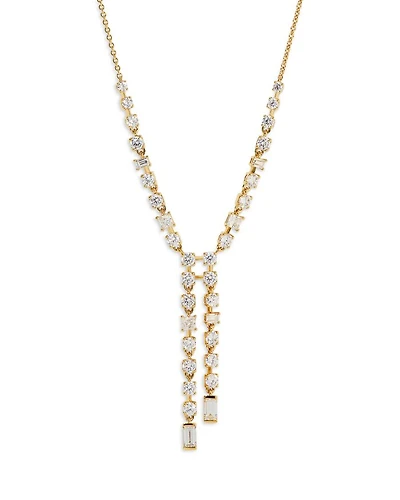 Cubic Zirconia Lariat Necklace in 18K Gold Plated, 16"-18"