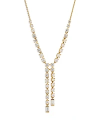 Cubic Zirconia Lariat Necklace in 18K Gold Plated, 16"-18"
