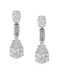 Cubic Zirconia Drop Earrings in Rhodium Plated