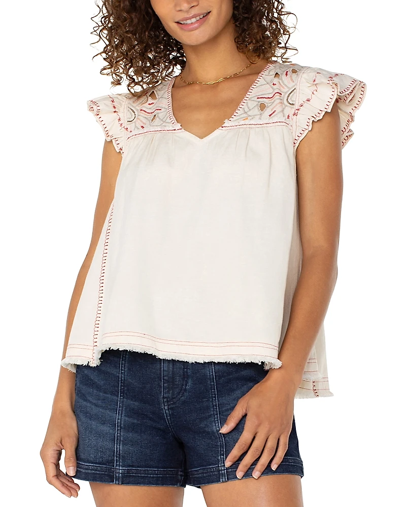 Liverpool Los Angeles Flutter Sleeve Top