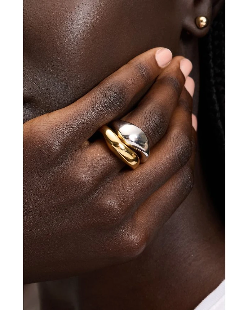 Two Tone Molten Stacking Rings, Set of 2