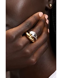 Two Tone Molten Stacking Rings, Set of 2