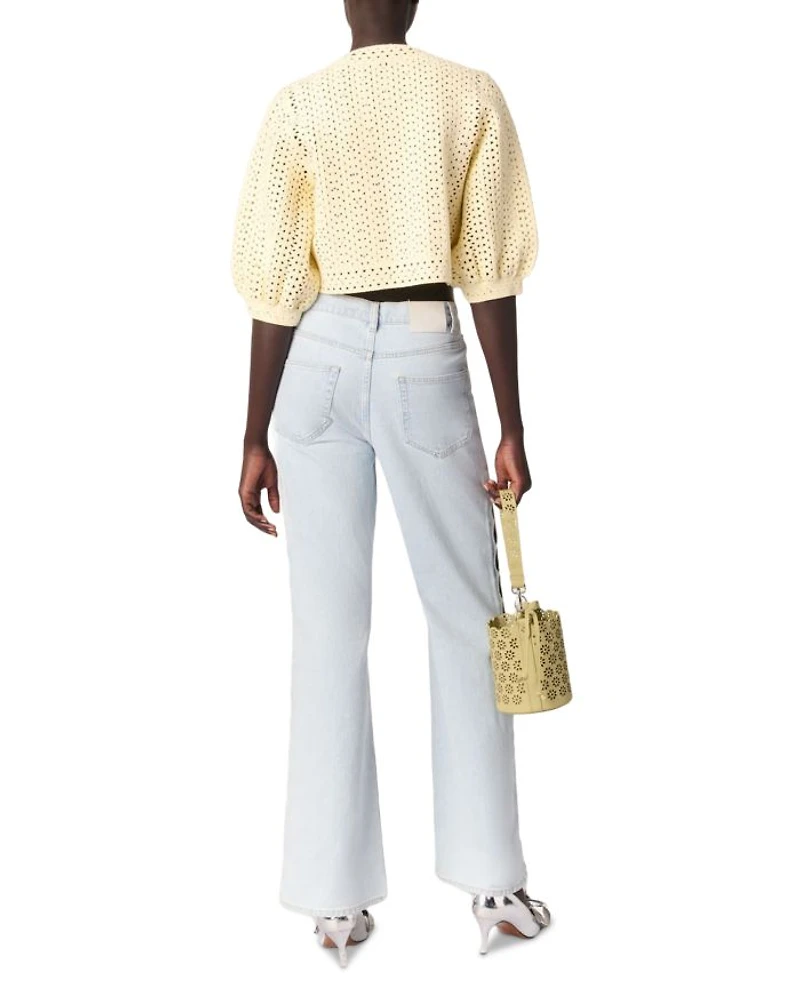 Cropped Rhinestone Crochet Cardigan