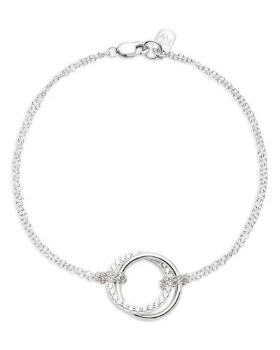 Pavé Circle Double Chain Link Bracelet in Sterling Silver