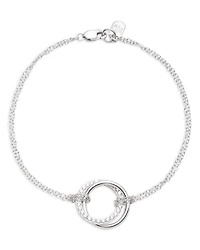 Pavé Circle Double Chain Link Bracelet in Sterling Silver
