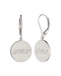 Logo Script Disc Drop Earrings in Sterling Silver