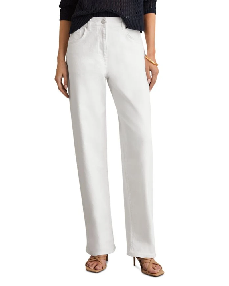 Belinda Turn Up Straight Jeans White