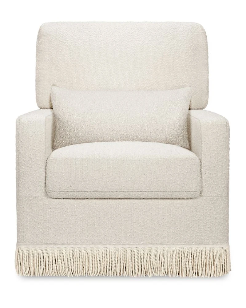 Crawford Pillowback Comfort Swivel Glider - Bouclé with Tassel Fringe