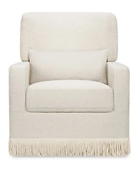 Crawford Pillowback Comfort Swivel Glider - Bouclé with Tassel Fringe