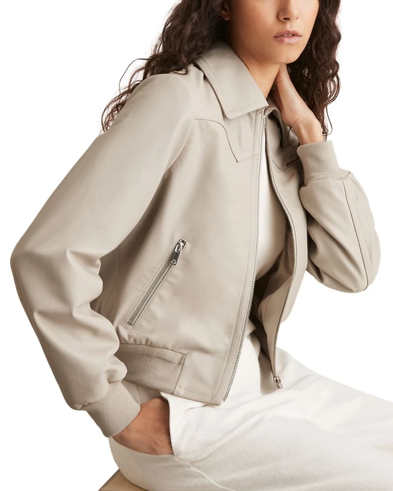 Jasmine Leather Bomber Jacket