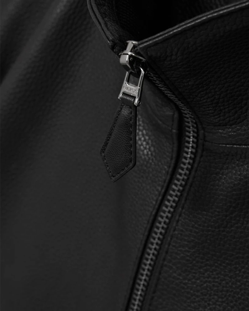 Slim Fit Reed Pebble Grain Leather Jacket