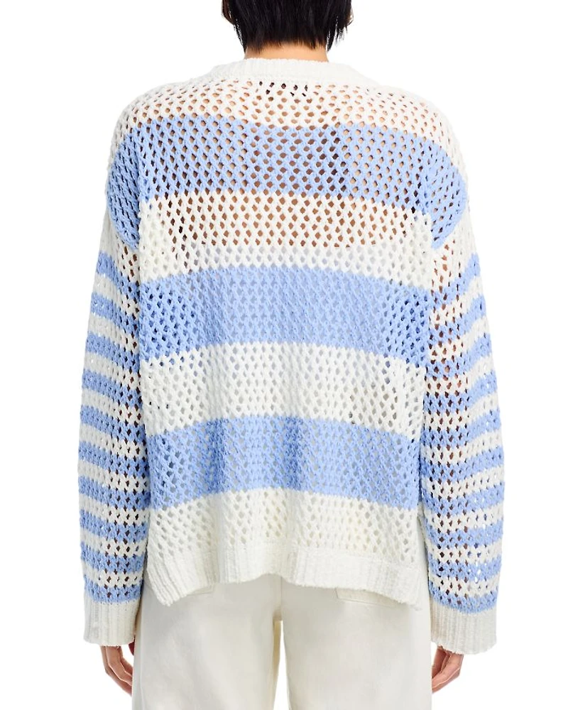 Stripe Knit Netted Sweater