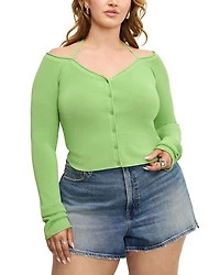 Stretch Rib Knit Off Shoulder Top