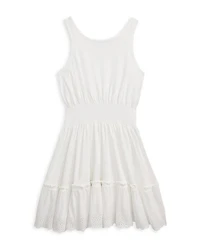 Girls' Eyelet Embroidered Cotton Jersey Dress