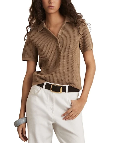 Open Stitch Polo Top