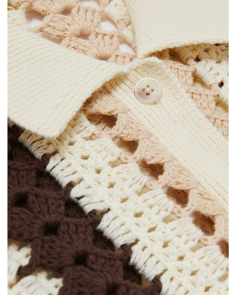 Roni Crochet Button Front Top