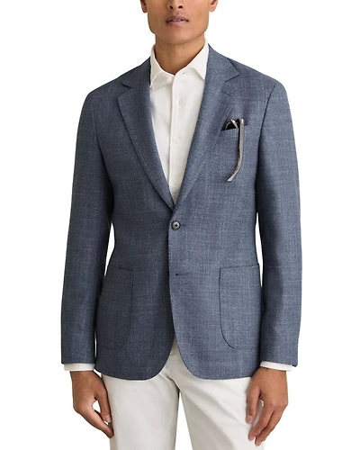 Textured Notch Lapel Slim Fit Blazer