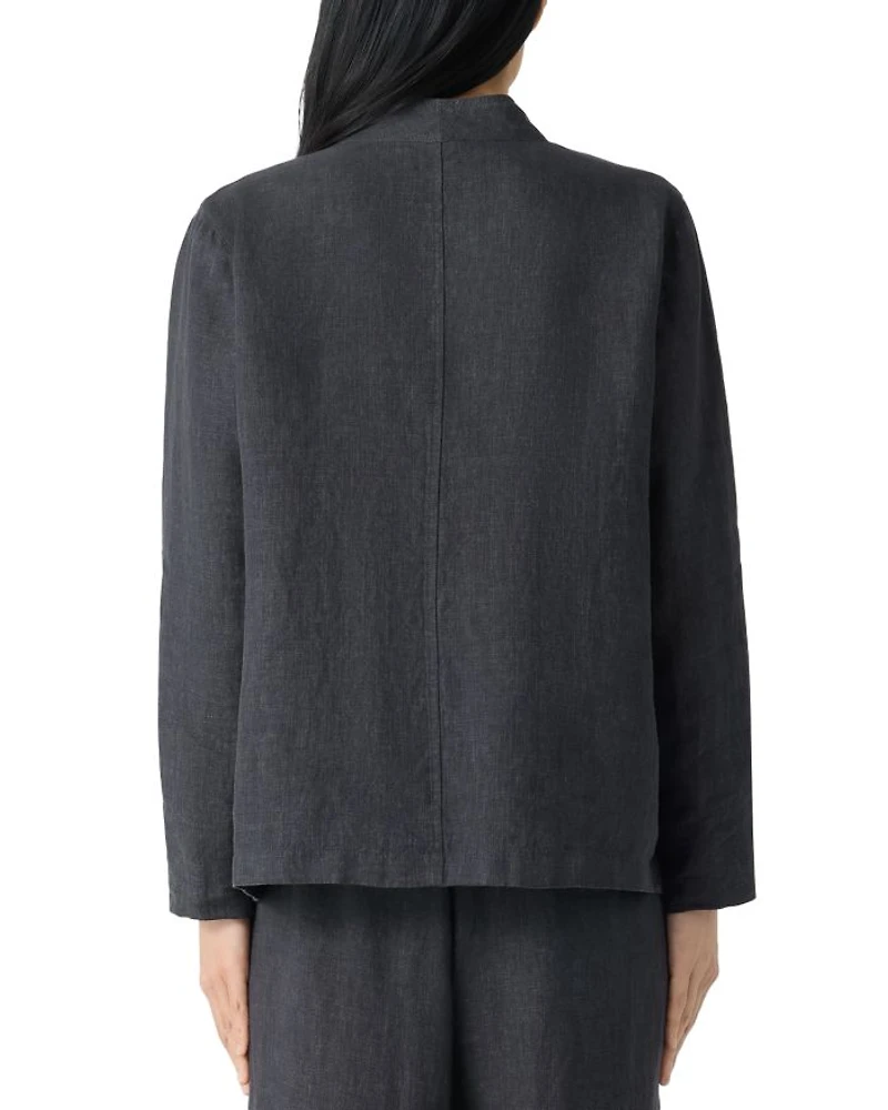 Washed Linen Délavé High Collar Jacket