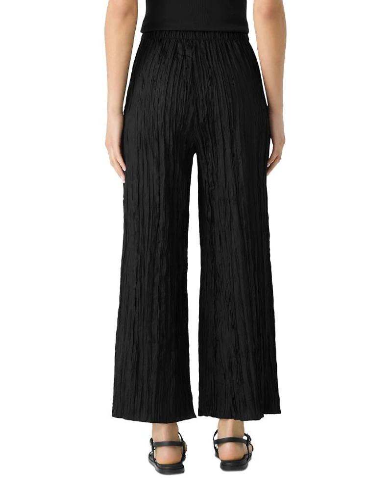 Crushed Silk Wide Leg Ankle Pants