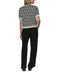 Logo Short Sleeved Crewneck Cardigan Sweater