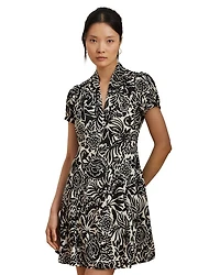 Floral Crepe Short Sleeve Dress