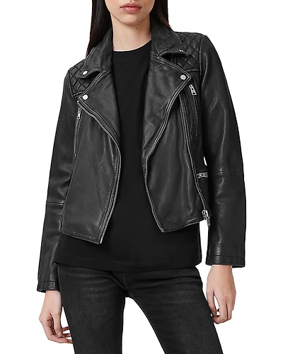 Allsaints Cargo Distressed Leather Biker Jacket