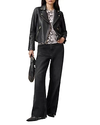 Dalby Slim Fit Leather Biker Jacket