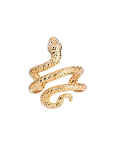 Ettika Serpentina Marquise Cubic Zirconia Coiled Snake Cuff Bracelet