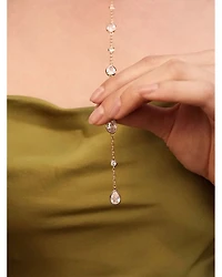 Mixed Cubic Zirconia Lariat Necklace 18K Gold Plated, 15"-18"