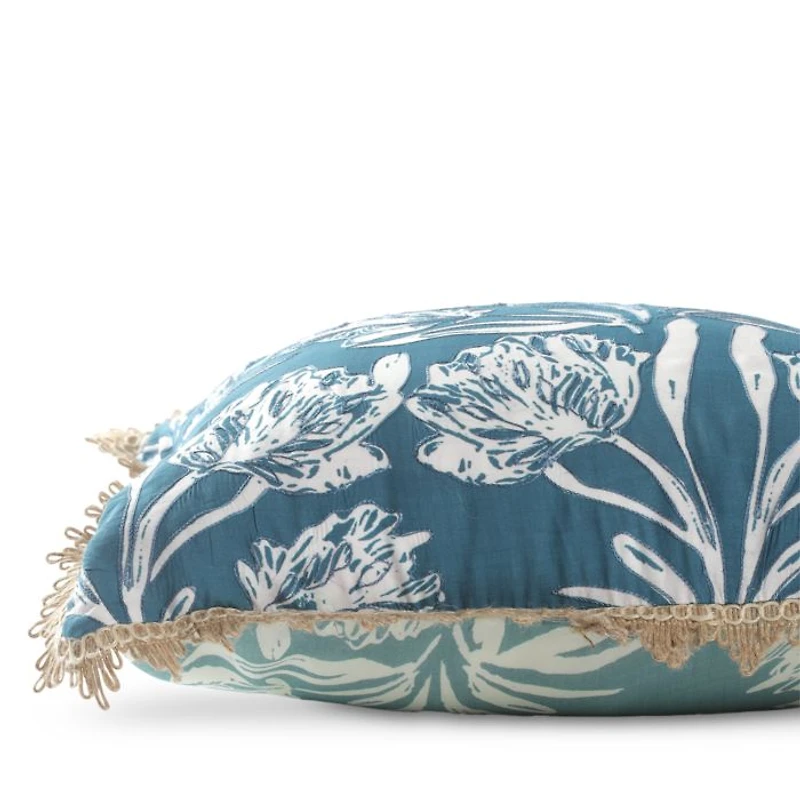 Deep Sea Coral Embroidered Reversible Cushion, 20" x 20"