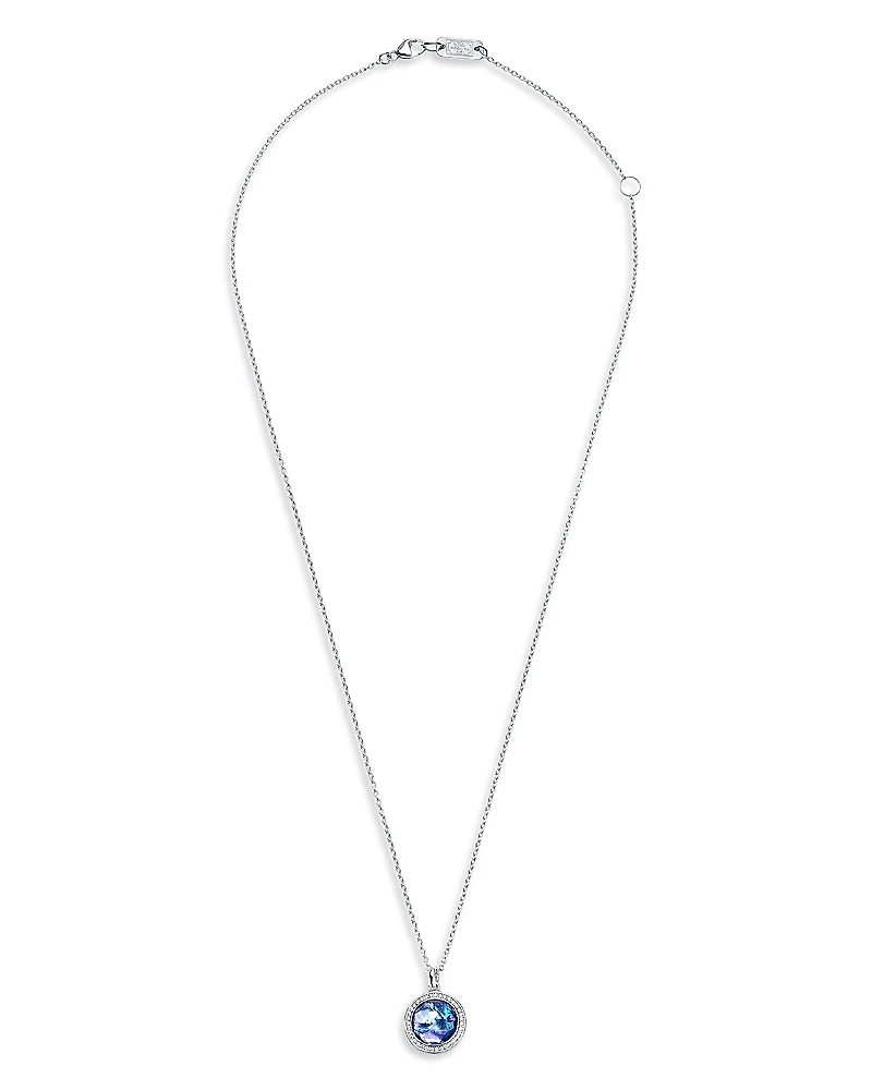 Ippolita Sterling Silver 925 Lollipop Lapis Triplet & Diamond Halo Pendant Necklace, 16-18