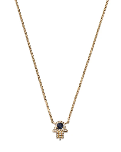 Bloomingdale's Fine Collection Sapphire & Diamond Hamsa Hand Pendant Necklace