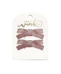 Sweet Wink Girls' Pink Glitter Bow Clip Set - Little Kid, Big Kid