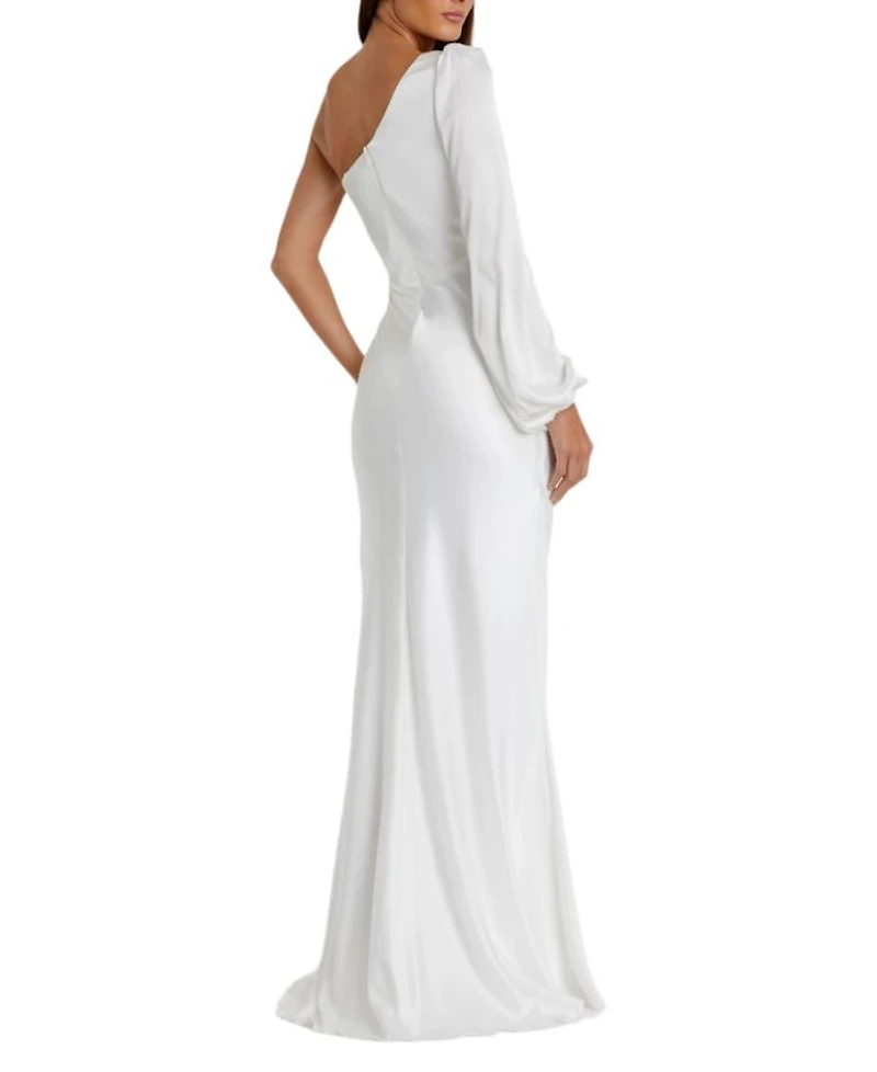 One Shoulder Blouson Sleeve Gown