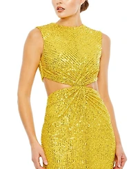 Sequin Front Twist Cut Out Column Dress