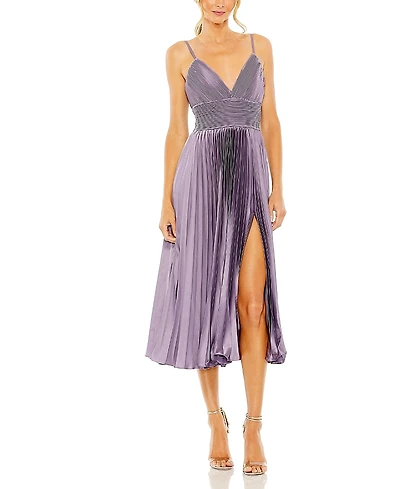 Mac Duggal Slim Strap Ruched Top Heat Pleated Dress