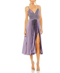 Mac Duggal Slim Strap Ruched Top Heat Pleated Dress