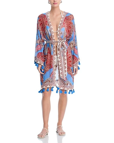 Printed Tassel Short Cover Up Robe - Exclusive