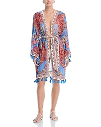 Farm Rio Printed Tassel Short Cover Up Robe - Exclusive
