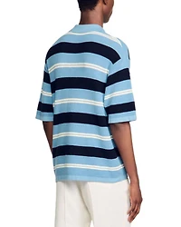 Stripy Knit Polo Shirt