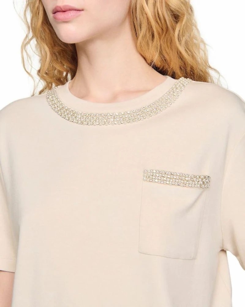 Rhinestone Trim Tee
