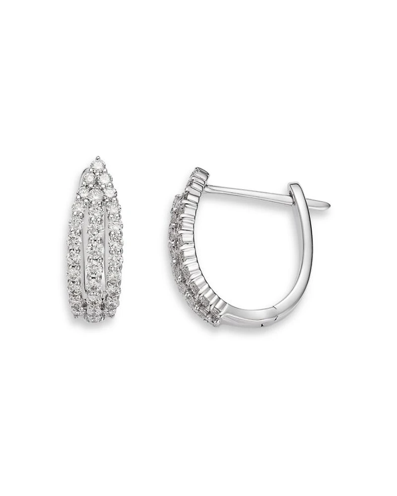 Diamond Huggie Hoop Earrings in 14K White Gold