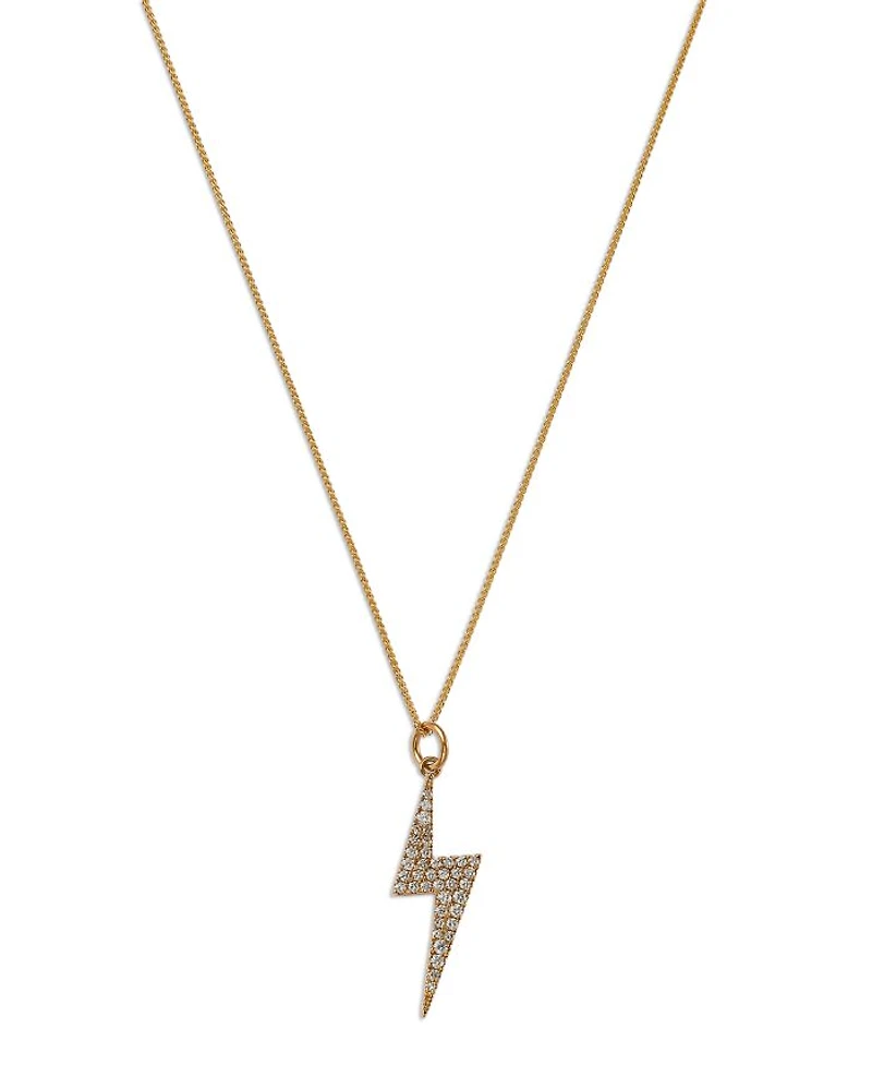 Diamond Lightning Bolt Pendant Necklace in 14K Yellow Gold, 0.32 tcw