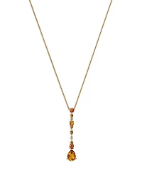 Citrine, Orange Sapphire & Diamond Pendant Necklace in 14K Yellow Gold, 18"
