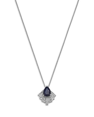 Blue Sapphire & Diamond Pendant Necklace in 14K White Gold